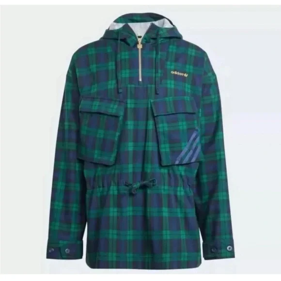 Adidas Hooded Windbreaker Plaid Jacket Men Size XL - Picture 9 of 9